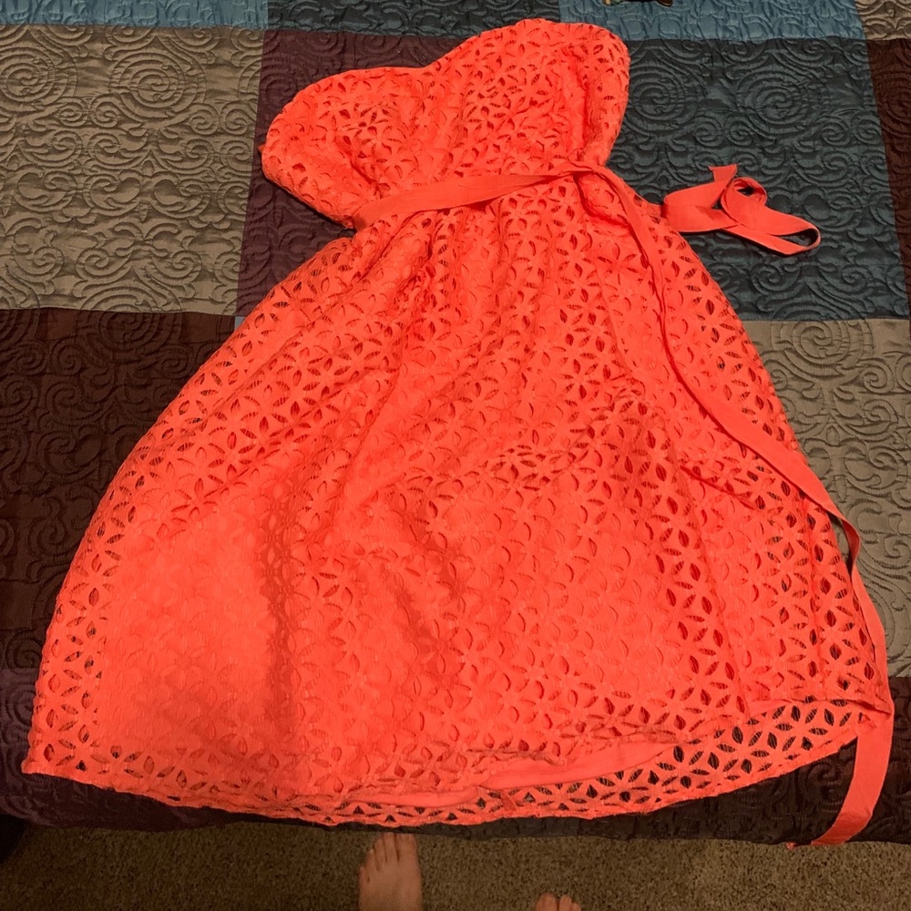 Coral Eyelet Dress